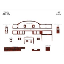 Mars Cockpit Design Volvo S90 / V90 Uyumlu Konsol-Torpido Kaplama 1996-1998 17 Parç Maun