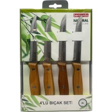 Peramari Bernardo Naturel Bamboo Line 4 Lü Bıçak Seti Ahşap Saplı