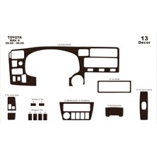 Mars Cockpit Design Toyota Rav 4 Konsol-Torpido Kaplama 1994-2000 13 Parça Koyu Meşe