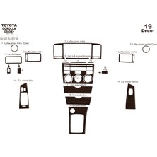 Mars Cockpit Design Toyota Corolla Konsol-Torpido Kaplama 2004-2007 19 Parça Koyu Meşe
