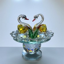 Peramari Dekoratif Kristal Cam Ikili Kuğu Sarı