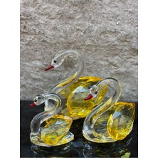 Peramari Dekoratif Kristal Cam Üçlü Kuğu Sarı