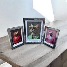 Peramari Dekoratif Ahşap Sanat Üçlü Resim Çerçevesi Gümüş