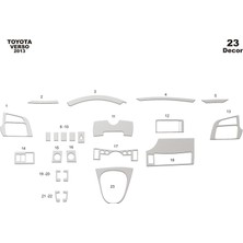Mars Cockpit Design Toyota Verso Konsol-Torpido Kaplama 2013 23 Parça Alüminyum