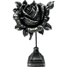 Peramari Dekoratif Polyester Tekli Dik Gül Çiçek Gümüş Eskitme