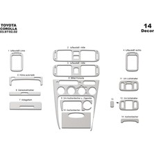 Mars Cockpit Design Toyota Corolla Konsol-Torpido Kaplama 1997-2002 14 Parça Alüminyum