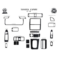 Mars Cockpit Design Toyota Camry Konsol-Torpido Kaplama 1997-1999 22 Parça Siyah Karbon