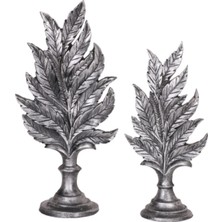 Peramari Dekoratif Polyester Ikili Dik Yaprak Gümüş Eskitme