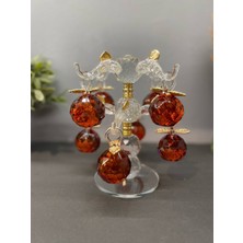 Peramari Dekoratif Kristal Cam Sekizli Ağaç Dal Elma Turuncu