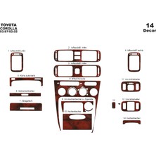 Mars Cockpit Design Toyota Corolla Konsol-Torpido Kaplama 1997-2002 14 Parça Maun
