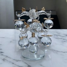 Peramari Dekoratif Kristal Cam Sekizli Ağaç Dal Elma Şeffaf Gold