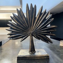 Peramari Dekoratif Polyester Tekli Dik Yelpaze Yaprak Gold-Dalgalı Eskitme