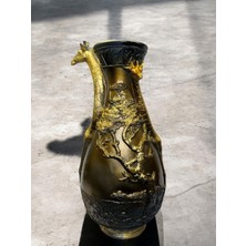 Peramari Dekoratif Polyester Safari Zürafa Uzun Vazo Yeşil