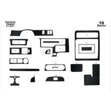 Mars Cockpit Design Toyota Prado Konsol-Torpido Kaplama 2001-2002 18 Parça Siyah Karbon