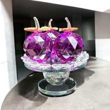 Peramari Dekoratif Kristal Cam Ayaklı Üçlü Elma Mor