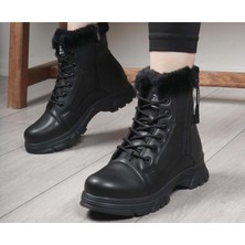 Ayakcity Çocuk Günlük Içi Kürklü Bağcıklı Fermuarlı Rahat Bot  - Siyah - 31