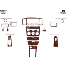 Mars Cockpit Design Toyota Corolla Konsol-Torpido Kaplama 2004-2007 19 Parça Maun