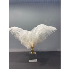 Peramari Dekoratif Küp Kristal Cam Deve Kuşu Tüyü Beyaz Gold