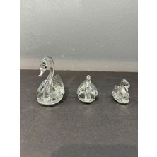 Peramari Dekoratif Kristal Cam Üçlü Kuğu Gümüş
