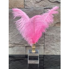 Peramari Dekoratif Küp Kristal Cam Deve Kuşu Tüyü Pembe Gold