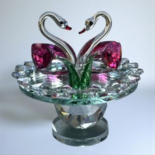 Peramari Dekoratif Kristal Cam Ikili Kuğu Pembe