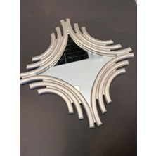 Peramari Dekoratif Polyester Tekli Kare Ayna Gümüş
