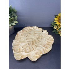 Peramari Dekoratif Polyester Tekli Yaprak Sunumluk Tepsi Gümüş Siyah Eskitme