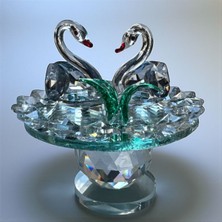 Peramari Dekoratif Kristal Cam Ikili Kuğu Yeşil