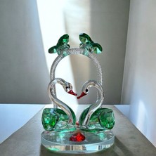 Peramari Dekoratif Kristal Cam Ikili Gökkuşağı Kuğu Şeffaf Yeşil