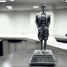 Peramari Dekoratif Polyester Atatürk Heykeli 18 cm Gümüş Eskitme
