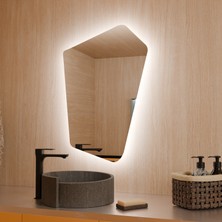 Aypars Atölye Asimetrik LED Ayna – Boho Tarzı Organik Form Modern Duvar Aynası