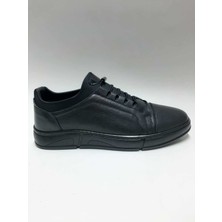 Hsa Hakiki Deri Bağcıksız Rahat Siyah Renk Kauçuk Tabanlı Esnek Kışlık Erkek Ayakkabı C-49251174HSA