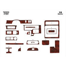 Mars Cockpit Design Toyota Prado Konsol-Torpido Kaplama 2001-2002 18 Parça Maun