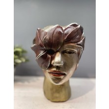 Peramari Dekoratif Polyester Helen Sürat Saksı Mavi Gold Kahve Eskitme
