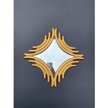 Peramari Dekoratif Polyester Tekli Kare Ayna Gold