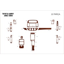 Mars Cockpit Design Toyota Camry Konsol-Torpido Kaplama 2002-2004 22 Parça Maun