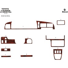 Mars Cockpit Design Toyota 4 Runner Konsol-Torpido Kaplama 1989-1996 9 Parça Maun