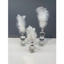 Peramari Dekoratif Üç'lü Kristal Tüy Beyaz Gümüş