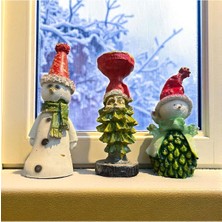 Peramari Dekoratif Polyester Üçlü Yılbaşı Kardan Adam Biblo Seti