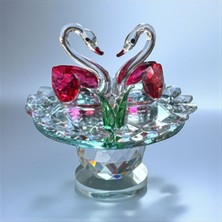 Peramari Dekoratif Kristal Cam Ikili Kuğu Kırmızı