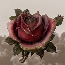 Peramari Dekoratif Polyester Duvara Asmalı Tekli Gül Tablo Kırmızı