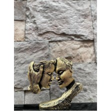 Peramari Dekoratif Polyester Yüz Yüze Sevgililer Hediyelik Biblo Gold Eskitme