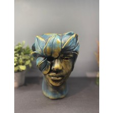 Peramari Dekoratif Polyester Helen Sürat Saksı Mavi Siyah Gold Eskitme