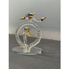 Peramari Dekoratif Kristal Cam Ikili Zıplayan Yunuslar Gold