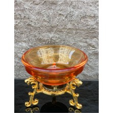 Peramari Dekoratif Kristal Cam Tekli Renkli Sunum Çanağı Turuncu