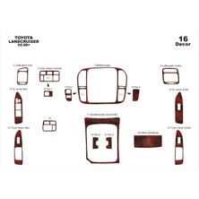 Mars Cockpit Design Toyota Land Cruiser Konsol-Torpido Kaplama 1998-2003 16 Parça Maun