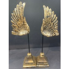 Peramari Dekoratif Polyester Ikili Melek Kanatları Biblo Gold Eskitme
