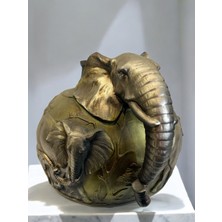 Peramari Dekoratif Polyester Safari Fil Kısa Vazo Yeşil