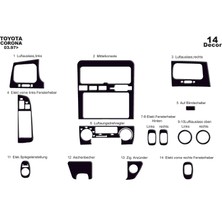 Mars Cockpit Design Toyota Corona Konsol-Torpido Kaplama 1997-2003 14 Parça Piano Black