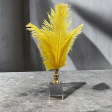 Peramari Dekoratif Küçük Boy Küp Kristal Cam Deve Kuşu Tüyü Sarı Gold